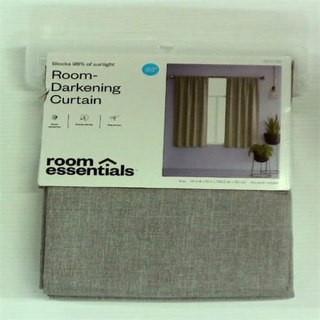 Room Essentials Heathered Gray Blackout Curtain Panel 42x63 Noise Reduction UV