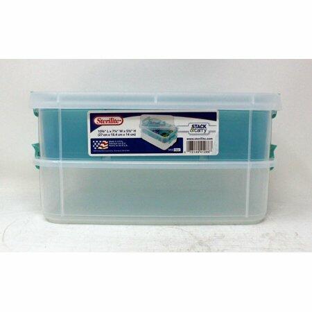 Sterilite Stack & Carry Tray Handle Box Organizer 2 Count Clear