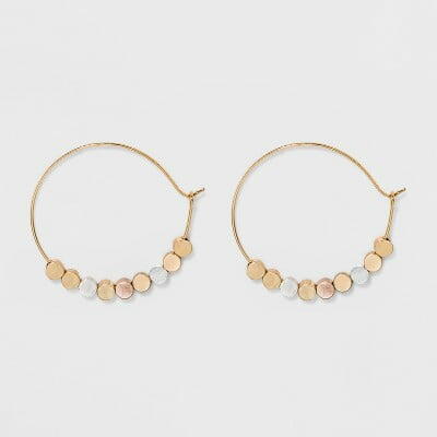 Universal Thread™ Brass Beads Hoop Earrings Gold