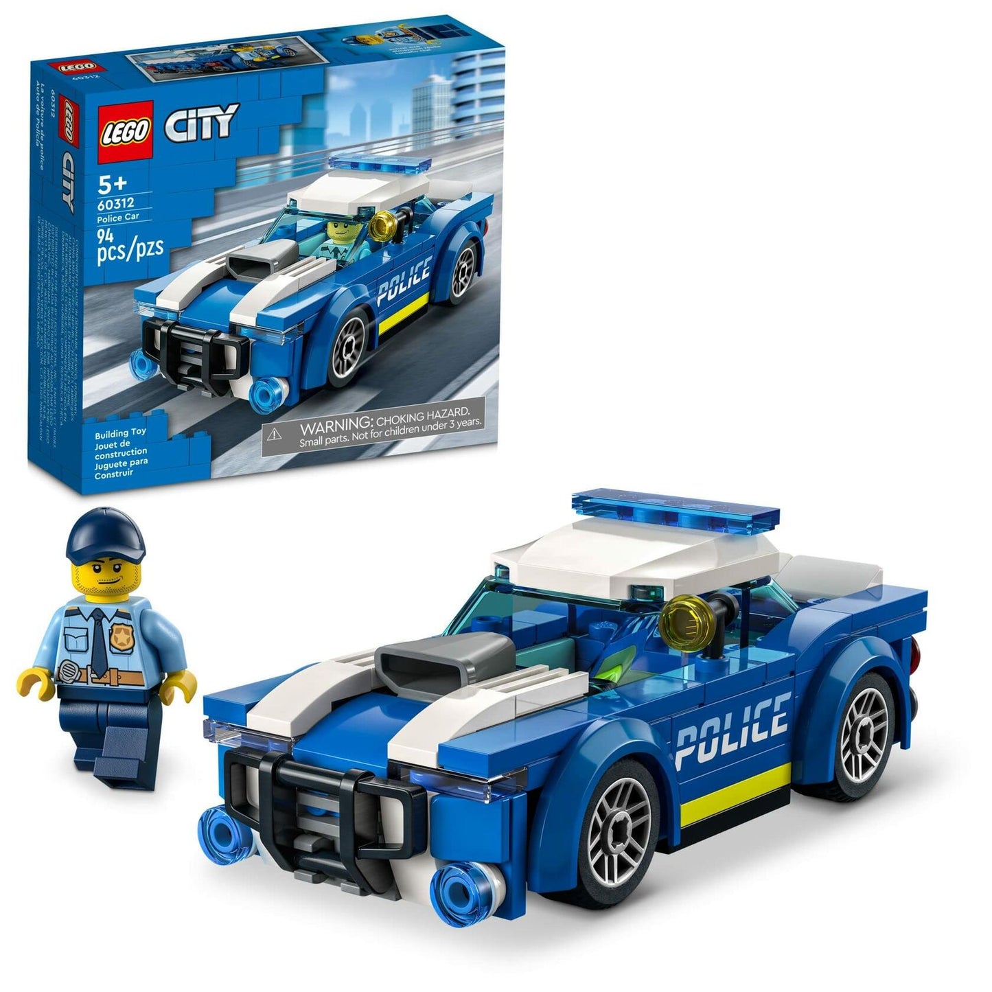 LEGO City Police Car 60312 with Officer Minifigure Blue 94 Pieces