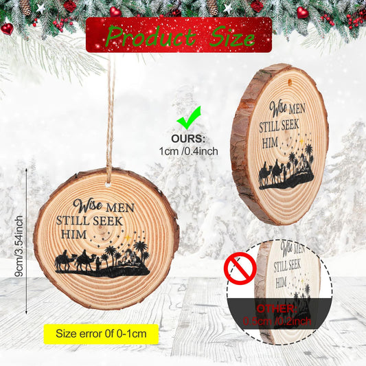 Remerry 8 Pieces Wooden Nativity Scene Rustic Christmas Tree Ornaments Decor