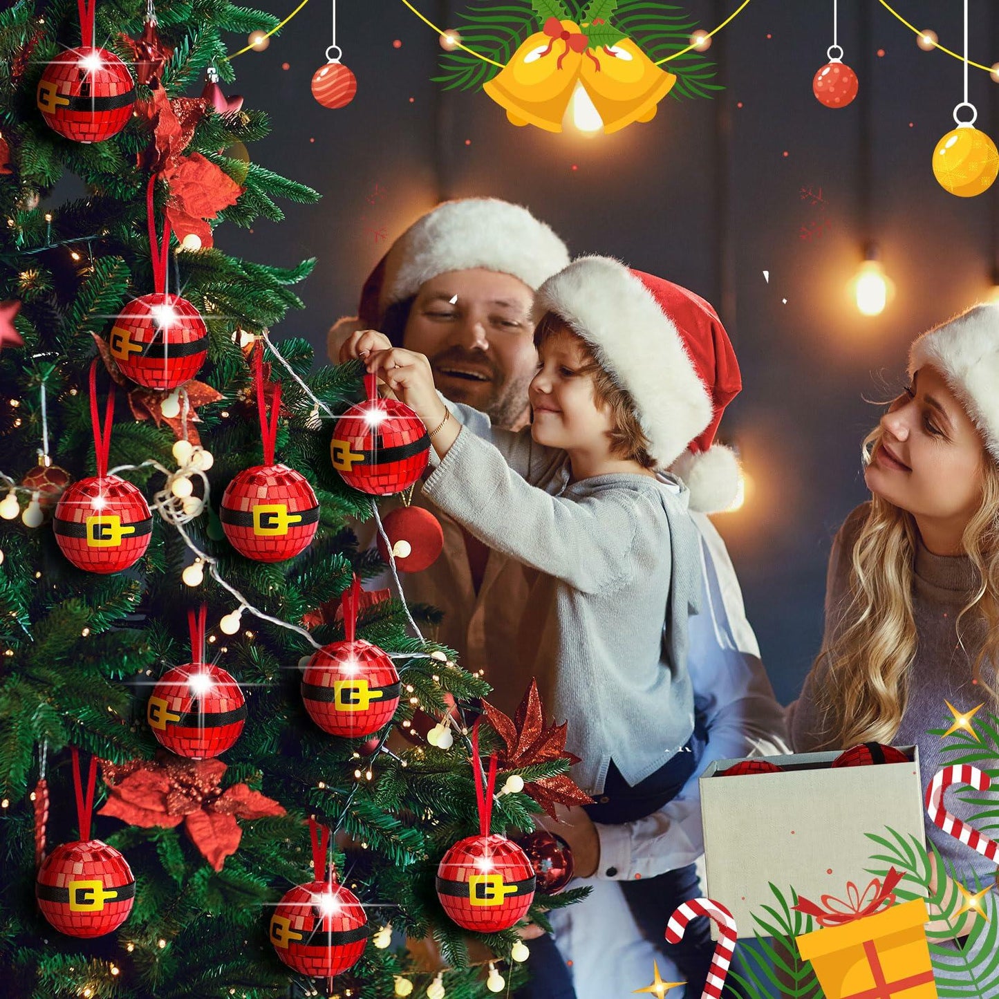 Jenaai 24 Pcs New Years Eve Disco Ball Ornaments Christmas Decorations