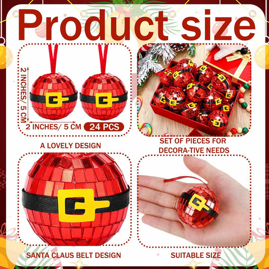 Jenaai 24 Pcs New Years Eve Disco Ball Ornaments Christmas Decorations