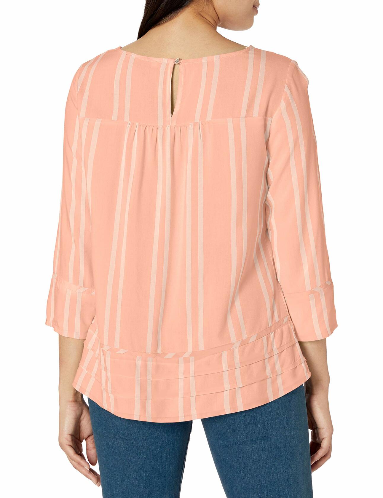 Riders by Lee Indigo Women's 3/4 Pieced Pintuck Popover Peach Bud Size L