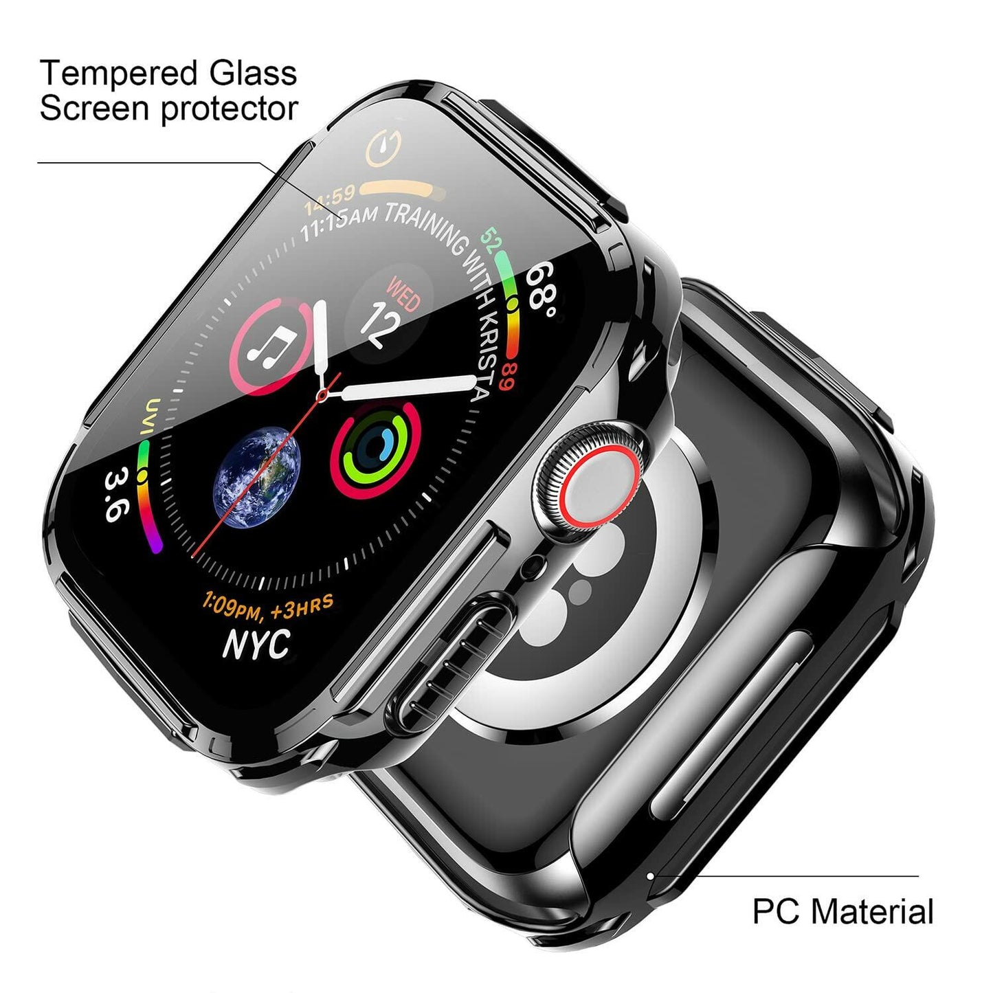 Mesime Rugged Case Apple Watch Series 8 7 41mm Grey with Tempered Glass