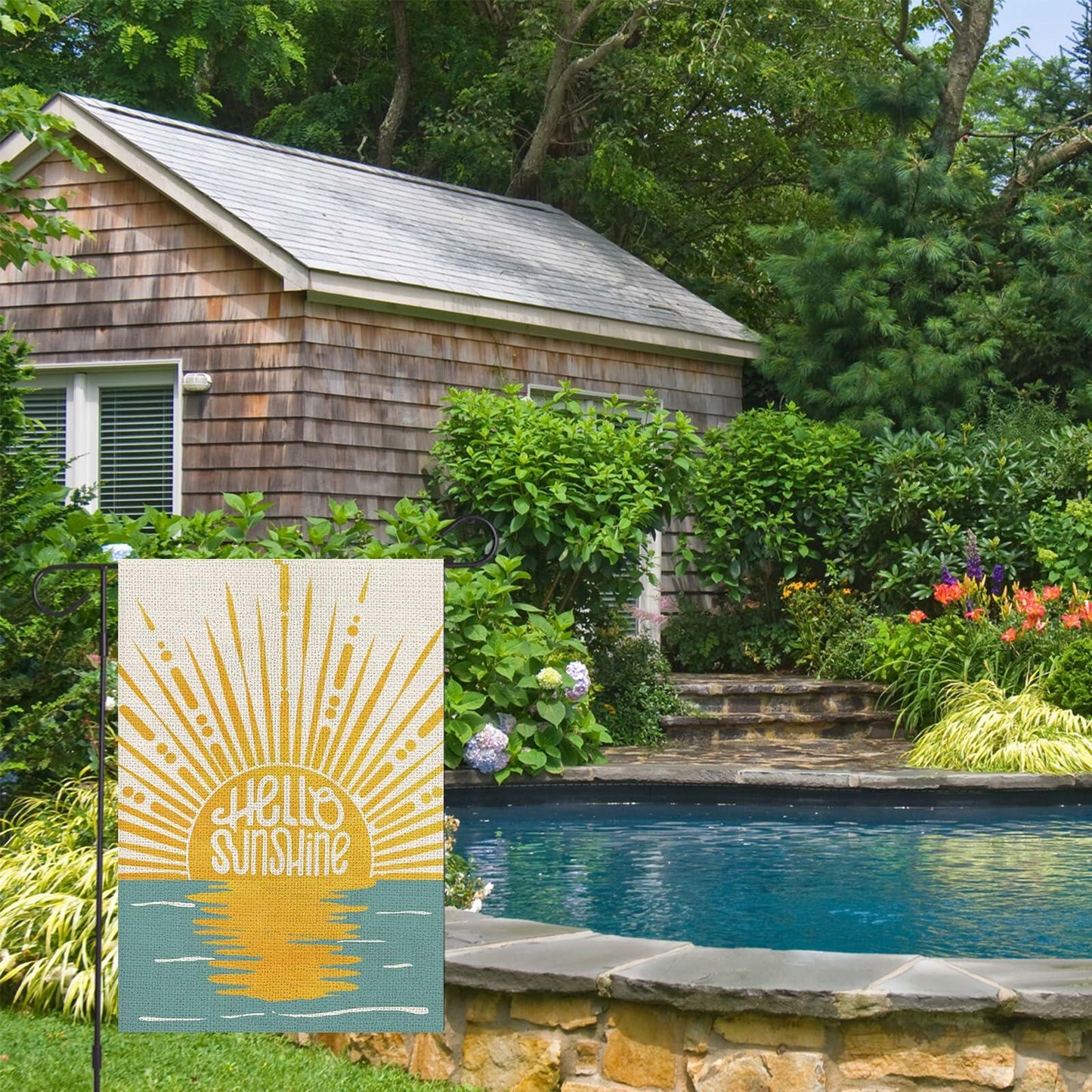 QQPPOLIU Summer Garden Flag Double Sided Linen Fabric 12x18 Inch Outdoor