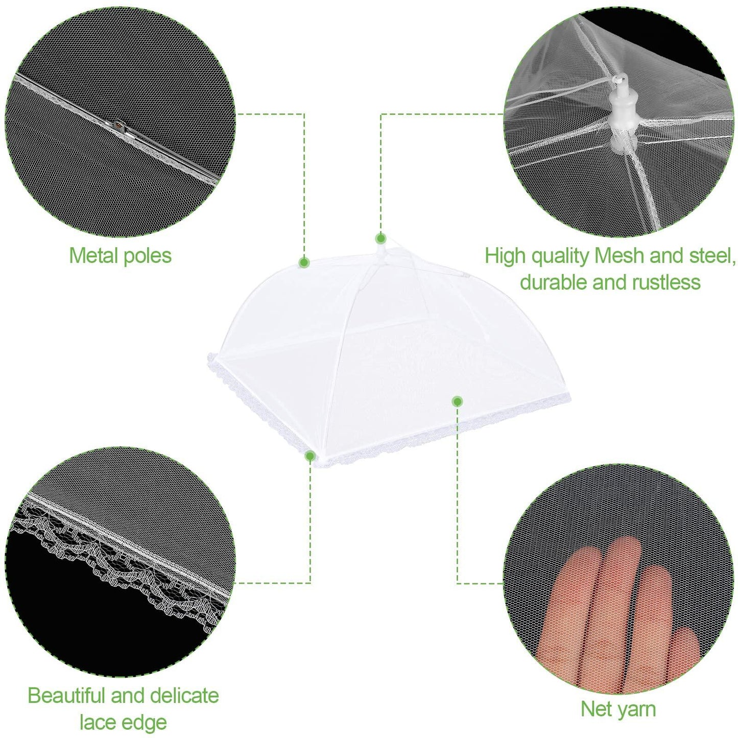 4 Pack Mesh Food Covers 17in Large Pop-Up Tent Umbrella for BBQ Outdoors