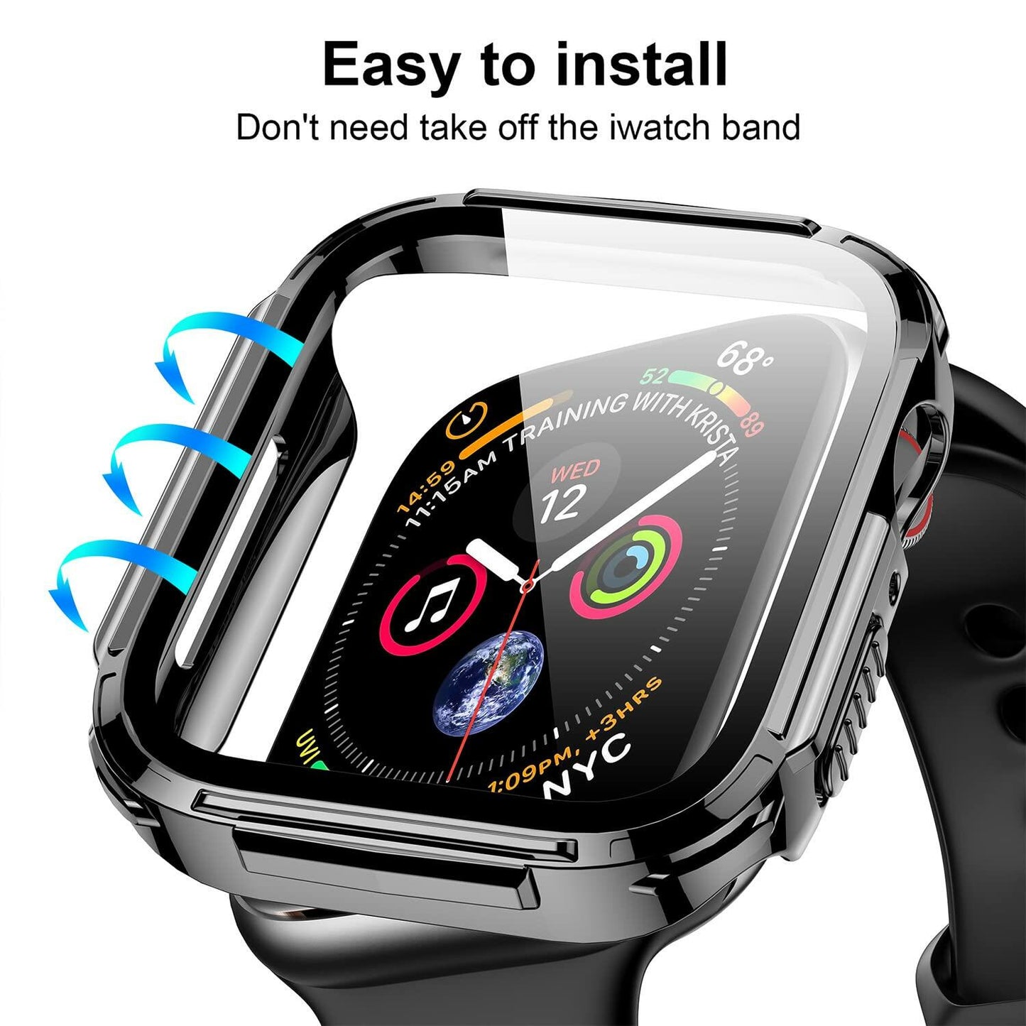 Mesime Rugged Case Apple Watch Series 8 7 41mm Grey with Tempered Glass