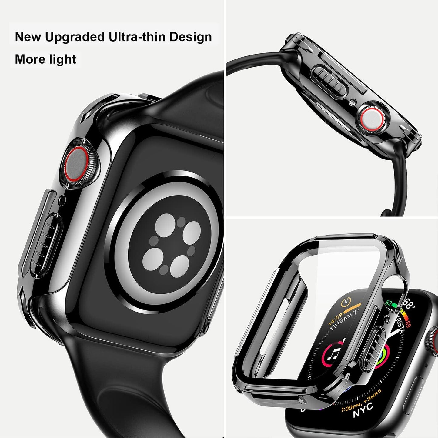 Mesime Rugged Case Apple Watch Series 8 7 41mm Grey with Tempered Glass