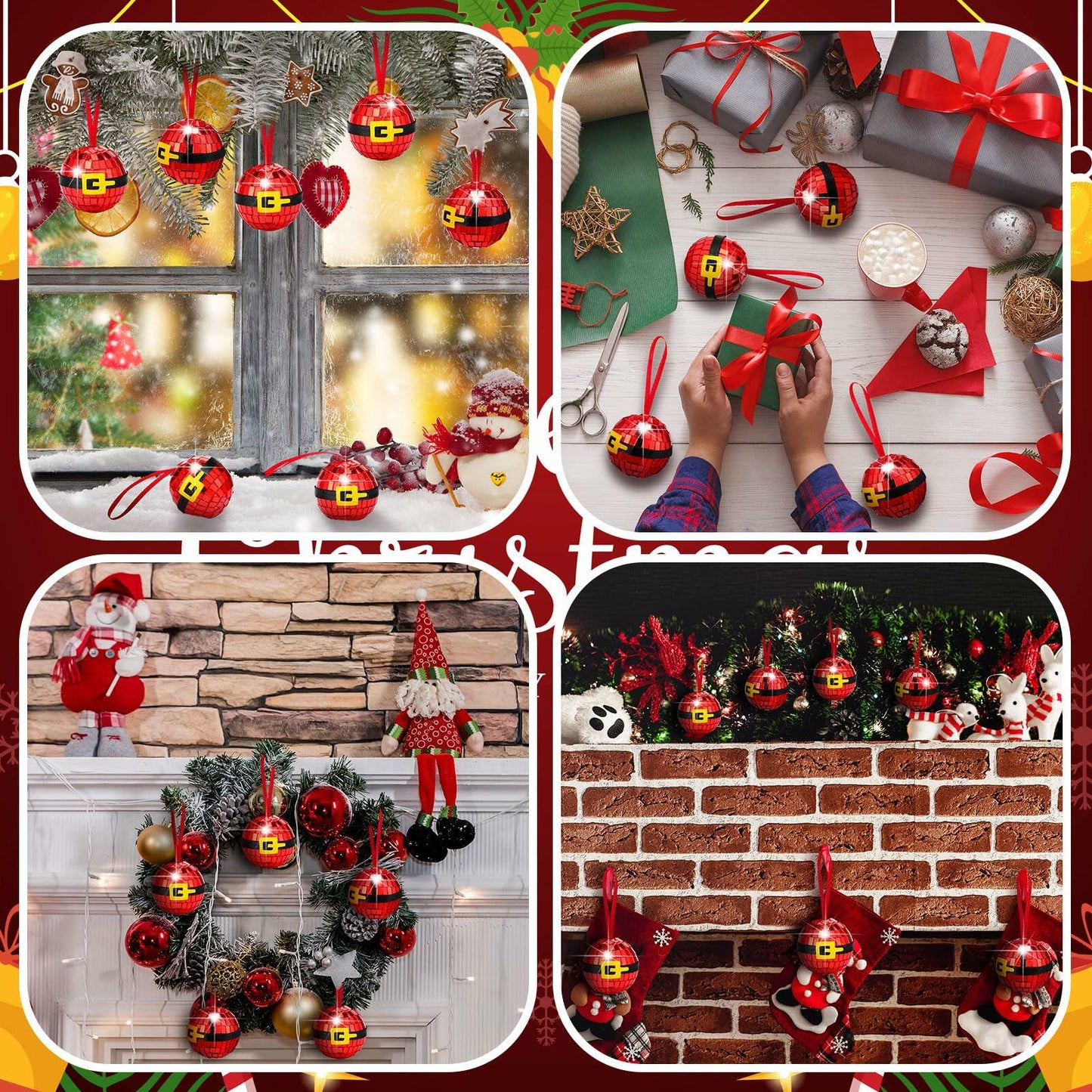 Jenaai 24 Pcs New Years Eve Disco Ball Ornaments Christmas Decorations