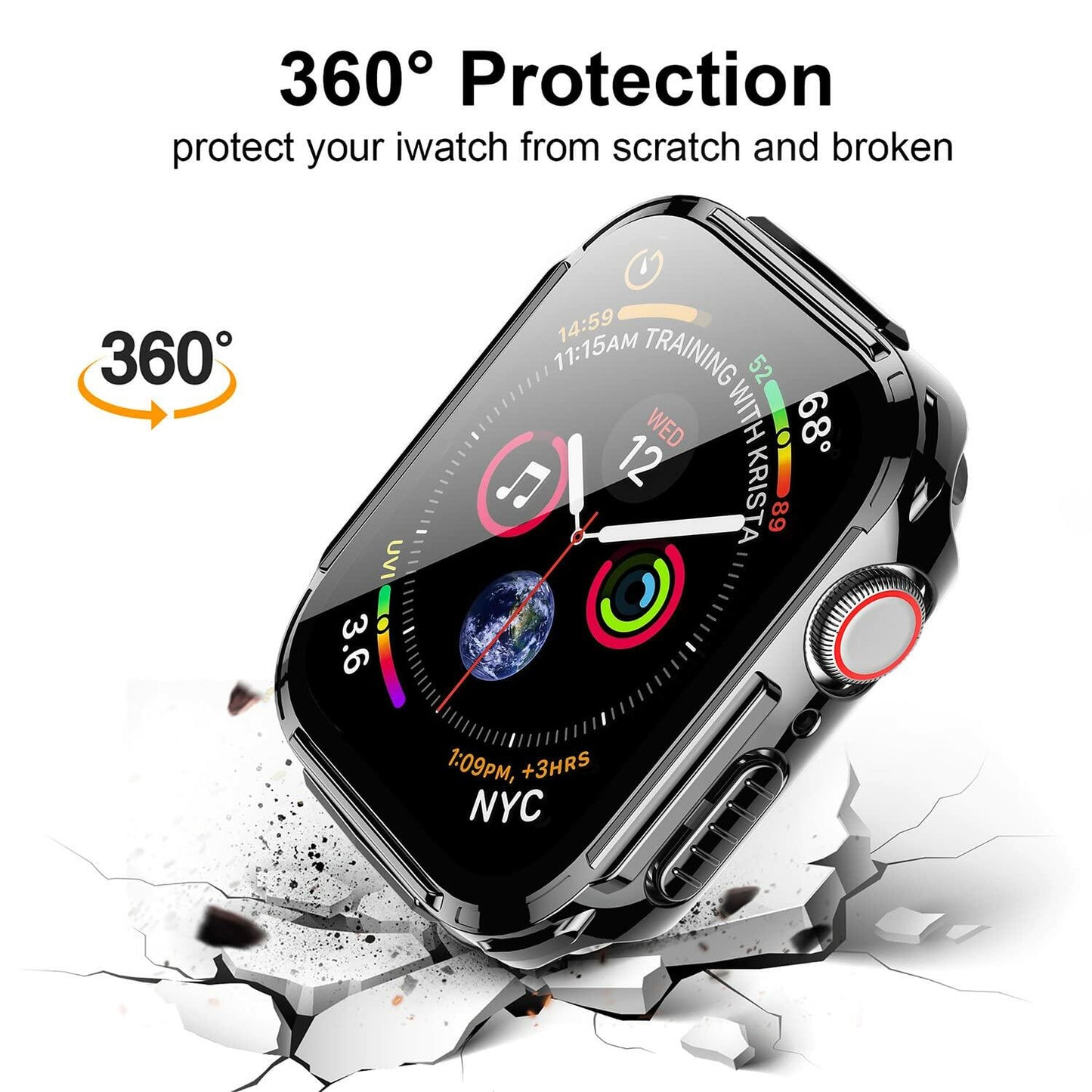 Mesime Rugged Case Apple Watch Series 8 7 41mm Grey with Tempered Glass