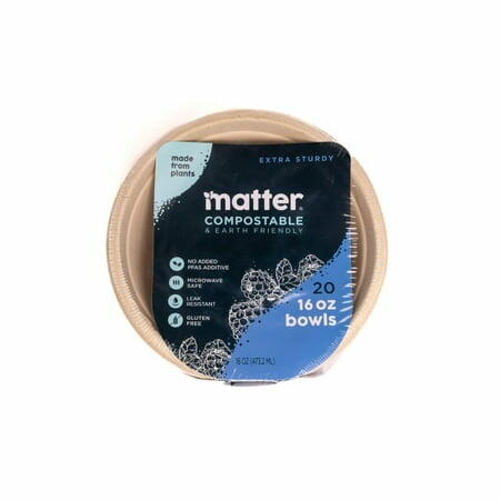 Matter Compostable Fiber Disposable Bowls Natural 16oz 20ct