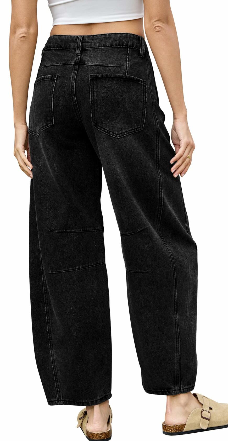 HUNGSON Women's Wide Leg Mid Rise Boyfriend Jeans Denim Size 4