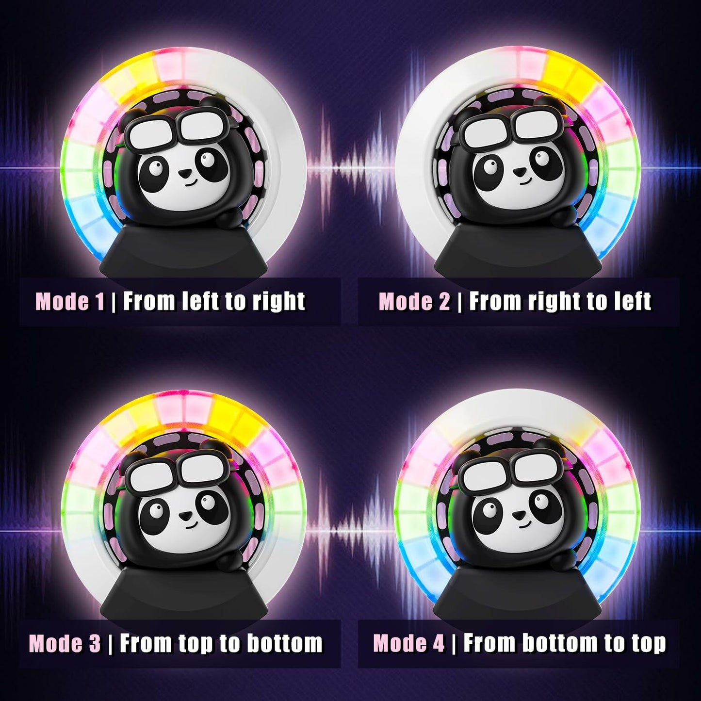 Car Air Fresheners Panda Voice-Activated Rhythm LED Light Blue Automotive