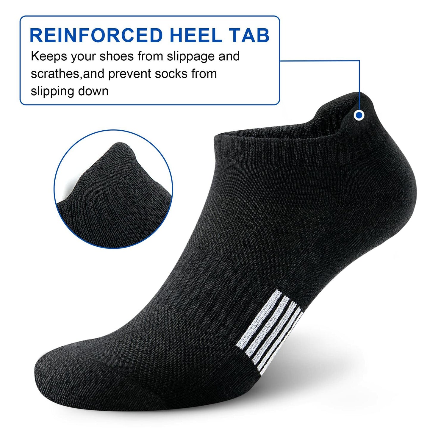 Amutost Womens Athletic Ankle Socks No Show Cushioned 6 Pairs Size M