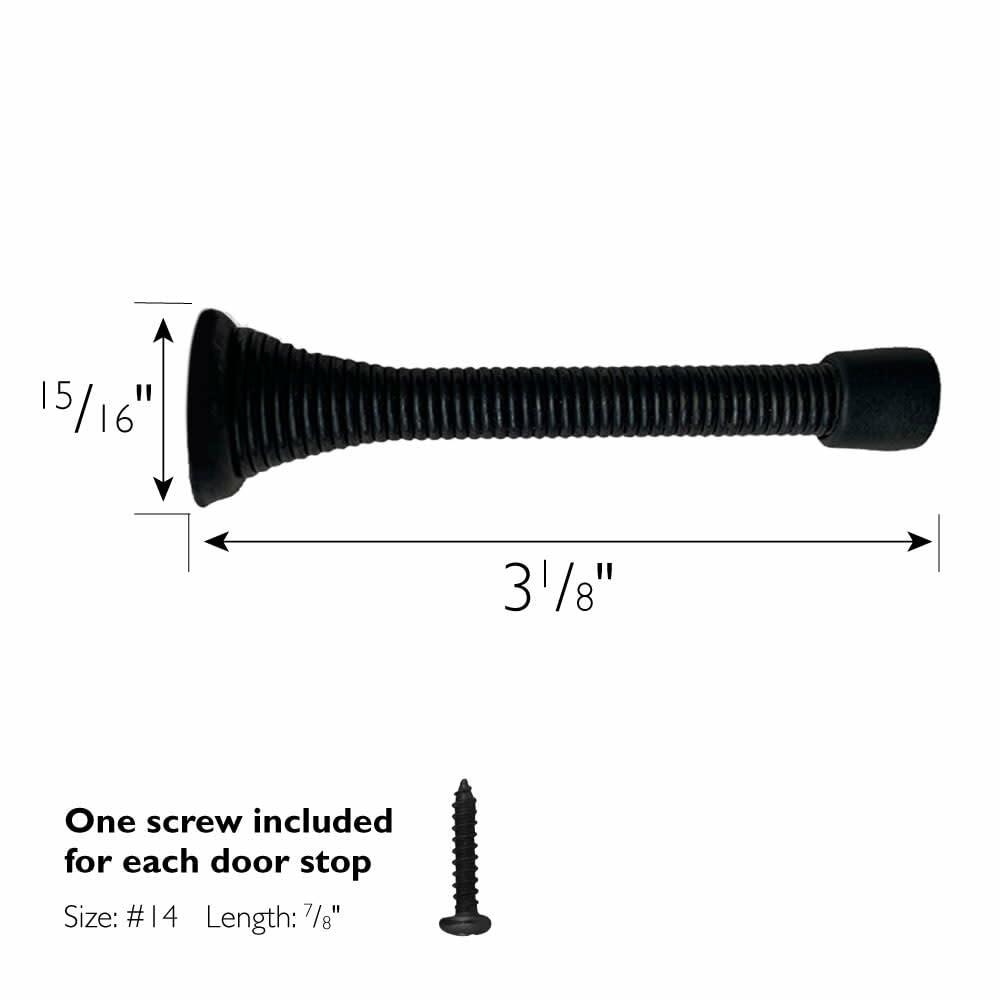 Design House Spring Door Stop Wall Protector Rubber Tip Matte Black 10-Pack
