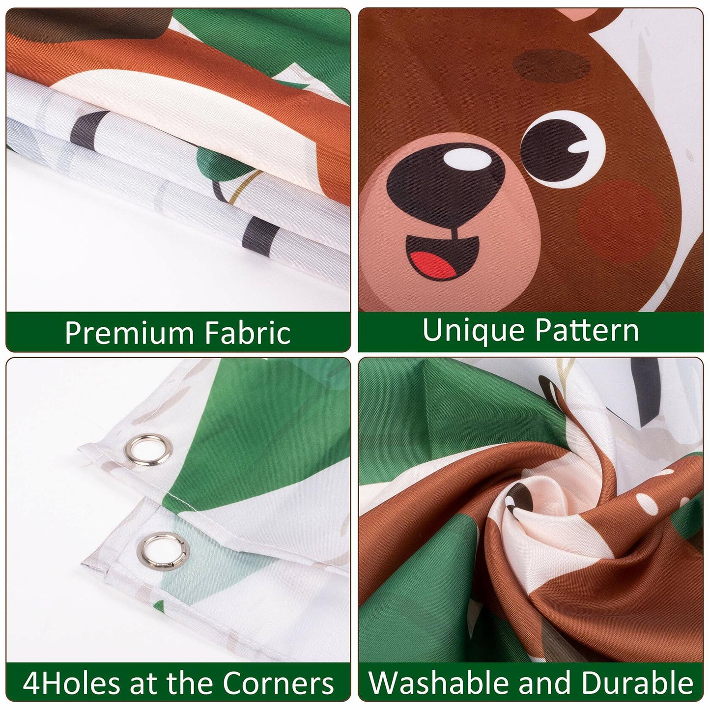 WATINC Woodland Animals Birthday Backdrop Polyester Banner 71x43 Inch