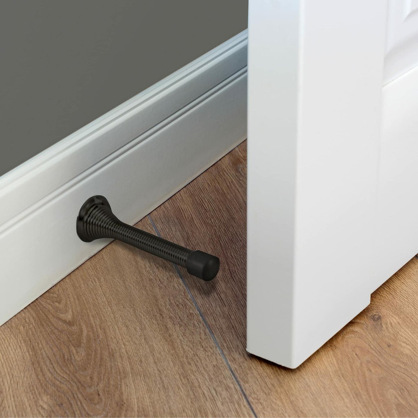 Design House Spring Door Stop Wall Protector Rubber Tip Matte Black 10-Pack