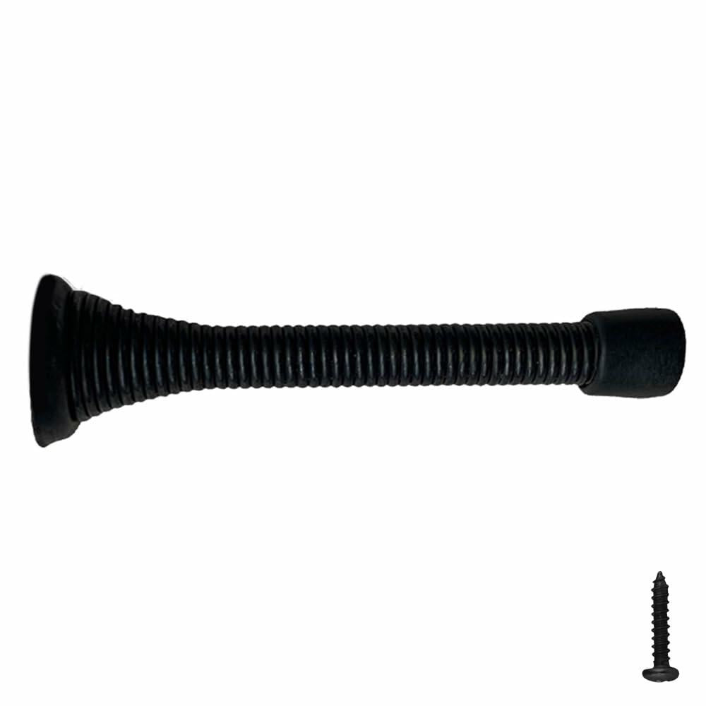 Design House Spring Door Stop Wall Protector Rubber Tip Matte Black 10-Pack