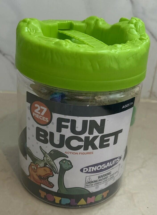 Fun bucket 27 pieces Dinosaurs action figures toy planet .pre Owned