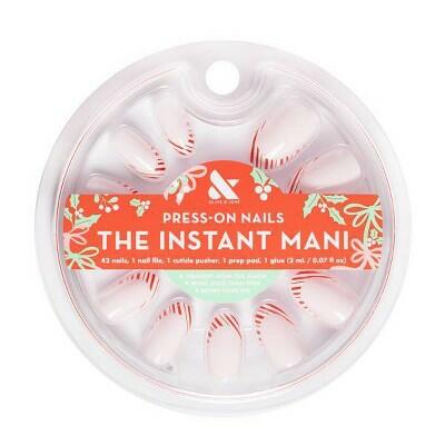 Olive & June Press-On Nails M Oval Candy Cane French 42ct