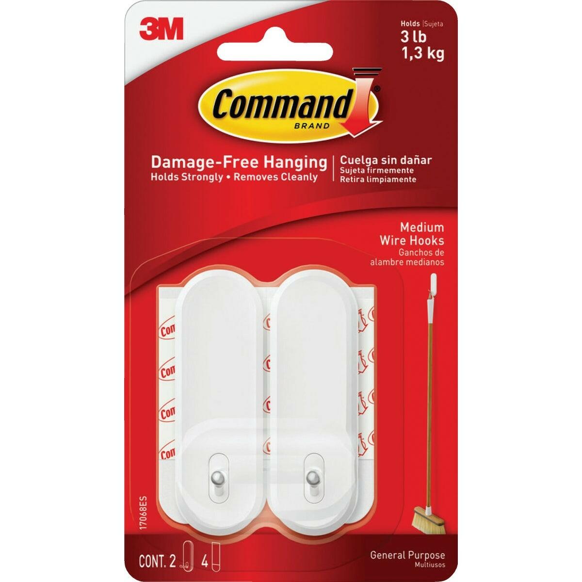 Command Medium Wire Hooks White 2 Hooks 4 Strips 17068ES-2PK