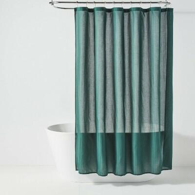 Room Essentials Herringbone Fabric Shower Curtain 72x72 Dark Green