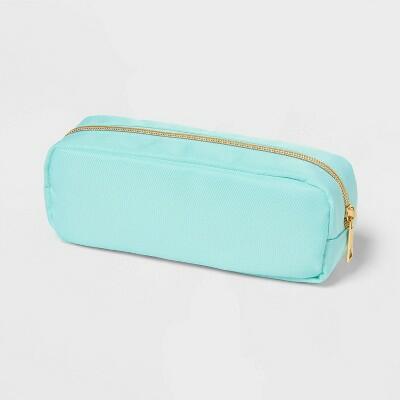 up&up Single Zip Pencil Pouch Light Teal Polyester Blue