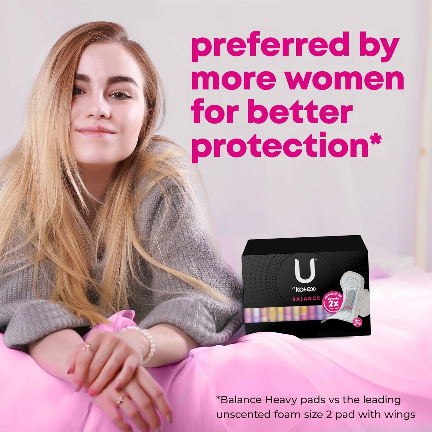 U by Kotex Balance Ultra Thin Overnight Pads with Wings 38 Count