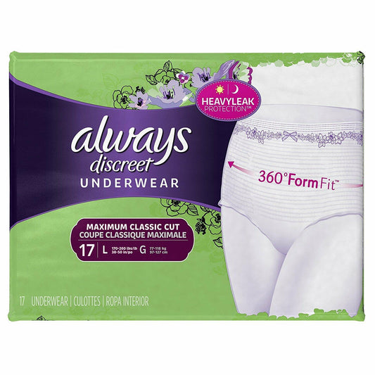 Always Discreet Max Large Underwear 17 Count Size Large