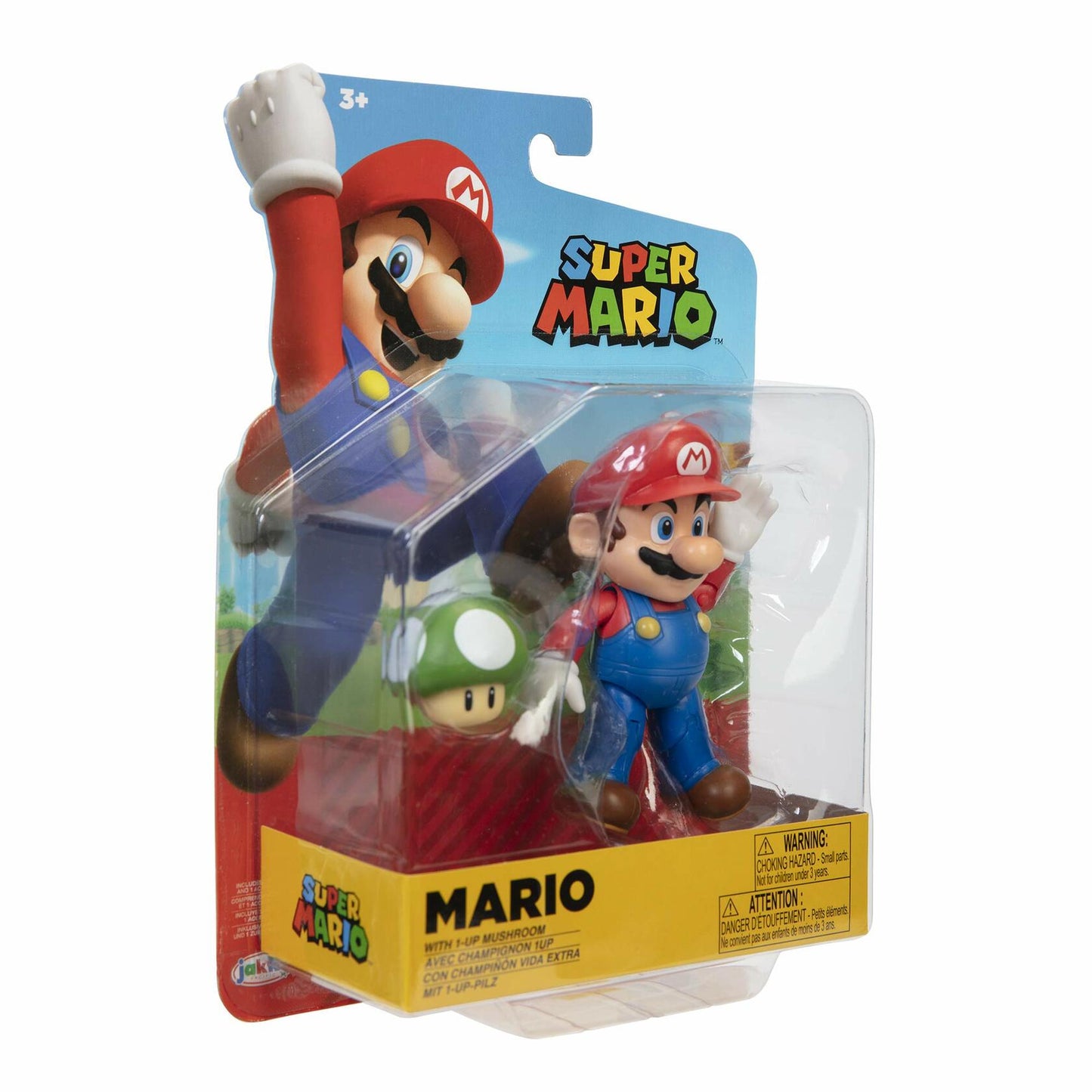 Nintendo Super Mario 4 Inch Action Figure Mario with 1 Up Mushroom