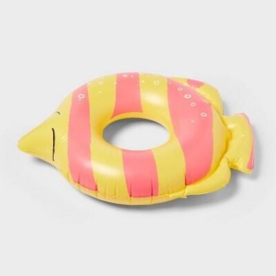 Sun Squad Fishy Swim Tube PVC Water Float Yellow Pink Kids Adults