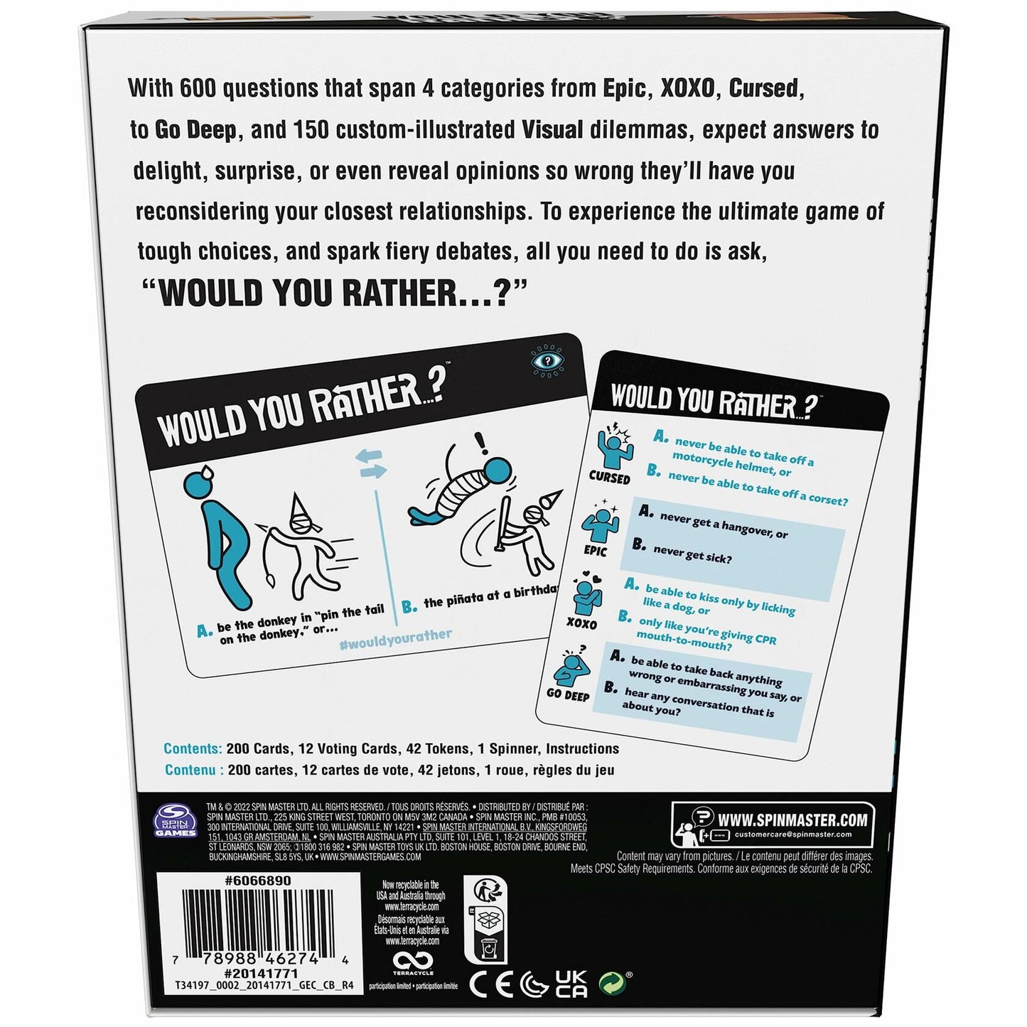 Spin Master "Would You Rather?" Party Card Game for Teens & Adults, 3-6 Players