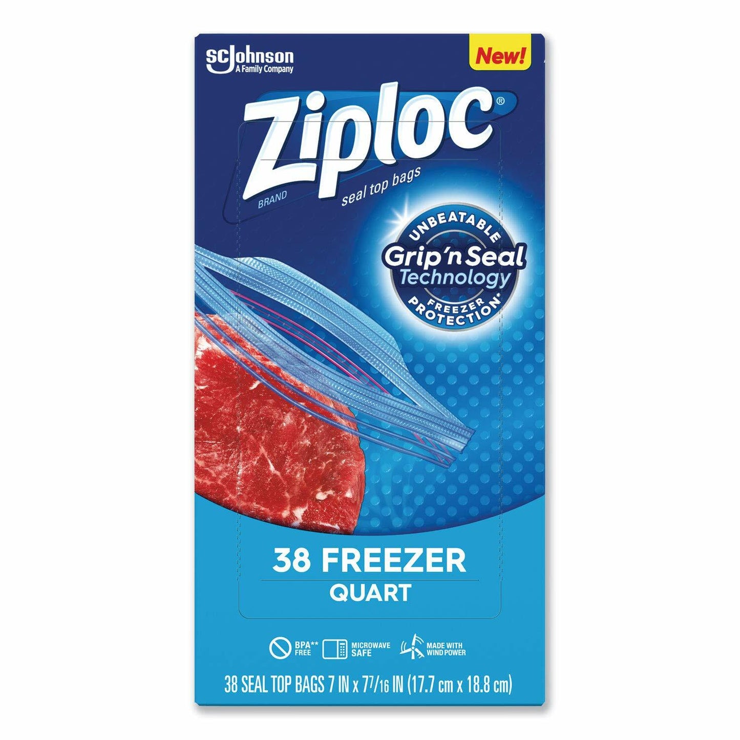 Ziploc Double Zipper Freezer Bags 1 qt Clear 9/Carton 2.7 mil Plastic