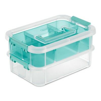 Sterilite Stack & Carry Tray Handle Box Organizer 2 Count Clear