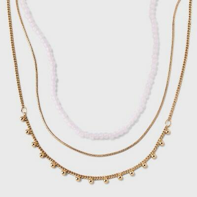 Universal Thread™ Seadbead Station Necklace Set 3pc Gold