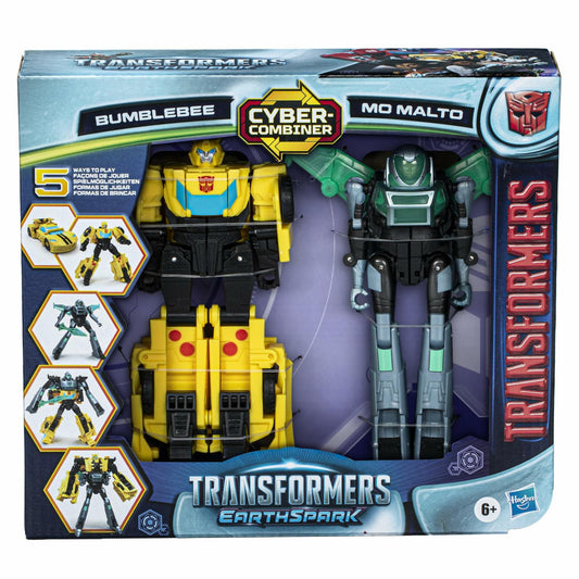 Transformers EarthSpark Cyber-Combiner Bumblebee & Mo Malto Robot Figures