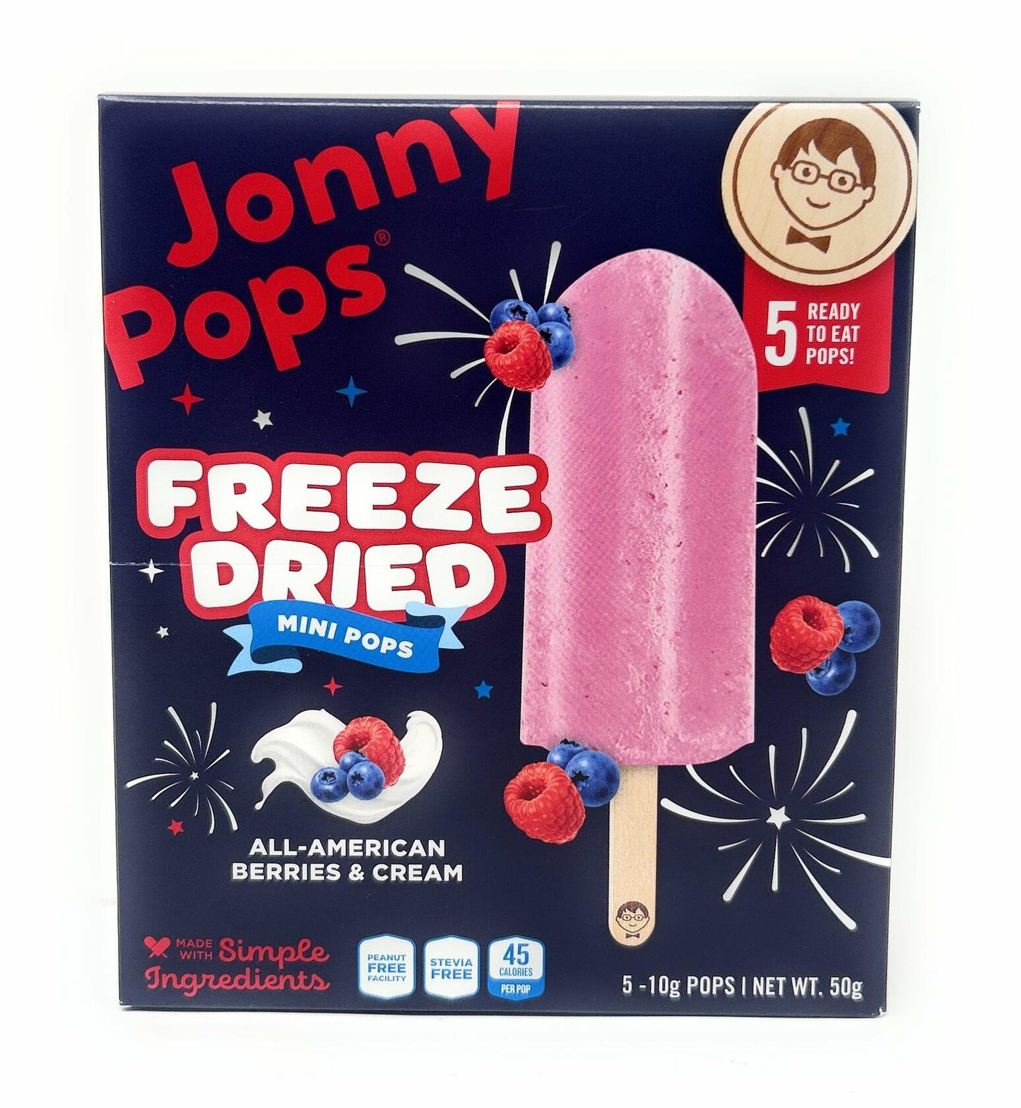BestBy04/27 Jonny Pops Mini Popsicles Freeze Dried Berries & Cream 10g 5ct
