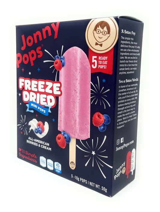 BestBy04/27 Jonny Pops Mini Popsicles Freeze Dried Berries & Cream 10g 5ct