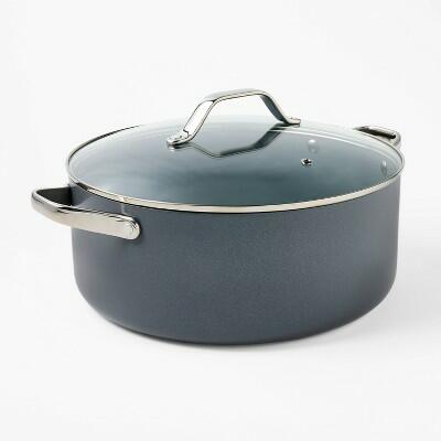 Figmint™ 8qt Nonstick Ceramic Coated Aluminum Wide Stock Pot Dark Gray