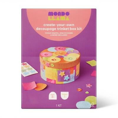 Mondo Llama Decoupage Trinket Box Craft Kit Natural/Lightwood finish