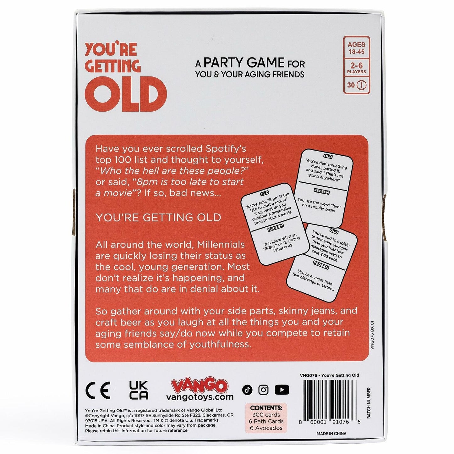Vango You're Getting Old Party Card Game Ages 14+ 2-6 Players