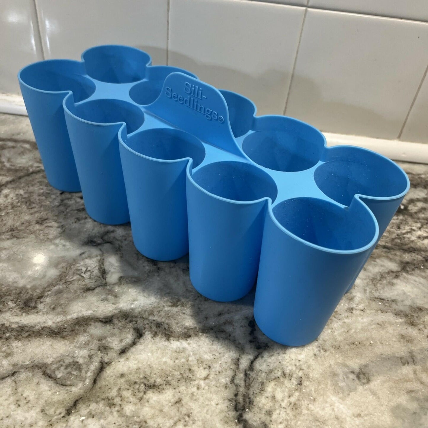 Unbranded Silicone 10 Cell Round Seed Starter Pot Tray Small Orange 2in