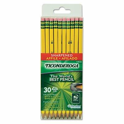Dixon Ticonderoga No 2 Pencils Latex Free Eraser Presharpened 30 Yellow