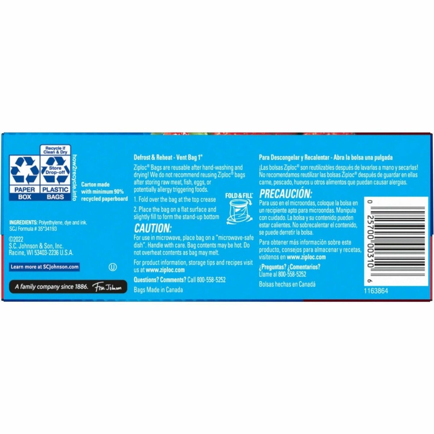 Ziploc Double Zipper Storage Bags DRACB003103CT Clear 0.6 lbs Pack