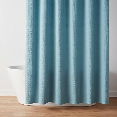 Threshold Oversized Relaxed Waffle Weave Shower Curtain Light Blue