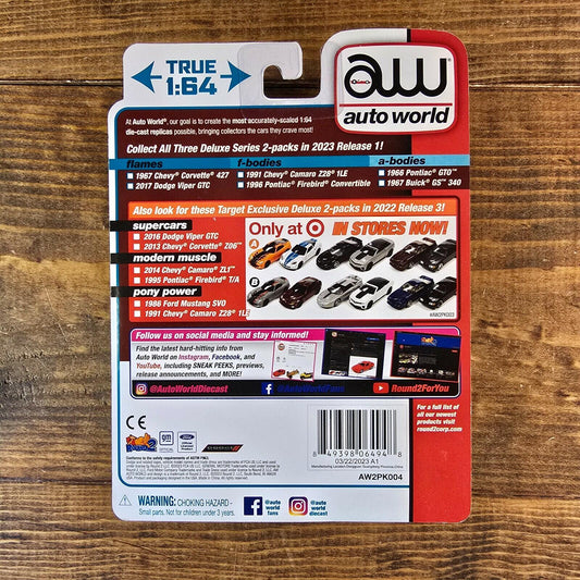 Auto World Target 2 Pack Flames 1967 Chevy Corvette 427 & 2017 Dodge Viper 1:64