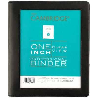Cambridge Professional Clear View 3 Ring Binder 1" Black