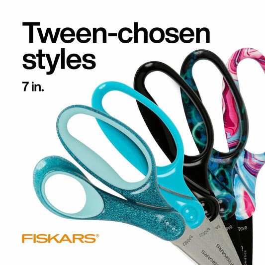 Fiskars 7" SoftGrip Student Glitter Scissors Black Glitter 1 Pack Size 7