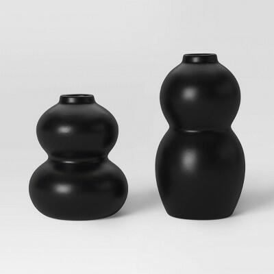 Room Essentials 2pk Bud Vase Black Decorative Glass Vase Set